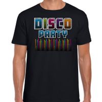 Disco verkleed t-shirt heren - jaren 80 feest outfit - disco party - zwart - thumbnail