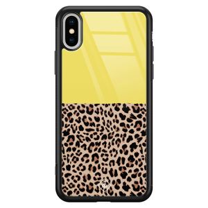 iPhone XS Max glazen hardcase - Luipaard geel
