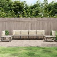 6-delige Loungeset met kussens poly rattan antracietkleurig