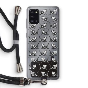 Zwarte poes: Samsung Galaxy A31 Transparant Hoesje met koord