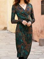 V Neck Ethnic Dress With No - thumbnail