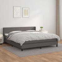 Boxspring met matras kunstleer grijs 180x200 cm