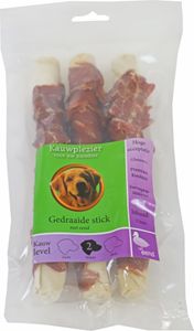 Natuurlijke snack zak a 3 gedraaide stick met eend 17 cm - Gebr. de Boon