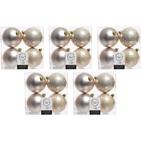 20x Licht parel/champagne kerstballen 10 cm kunststof mat/glans