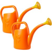 Set van 2x stuks oranje kunststof bloemen/planten gieters met broeskop/sproeikop 4,5 liter