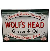 Wolf&apos;s Head Grease and Oil Stalen Bord Met Relief - 50 x 35cm