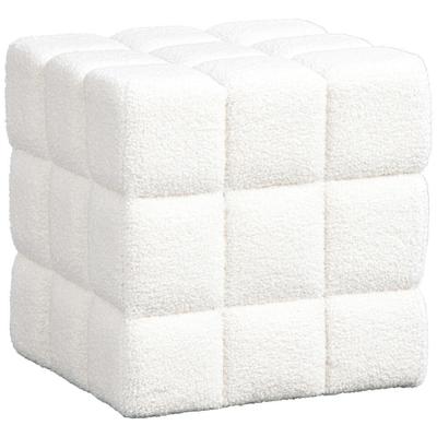 Leen Bakker - Poef Marbella - 43xØ43 Cm - Stof - Wit