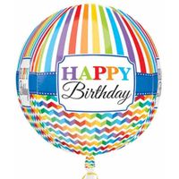 Folie ballon orbz/rond Gefeliciteerd/Happy Birthday 40 cm met helium gevuld - thumbnail