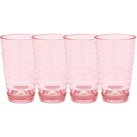 Set van 4x stuks onbreekbare kunststof camping drinkglazen rood 400 ml