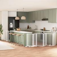 VidaXL Hondenhek inklapbaar met deur 12 panelen 600cm populierhout wit