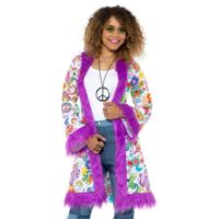 Carnaval verkleedkleding jas - Hippie groovy jasje - voor dames - Sixties print en stijl