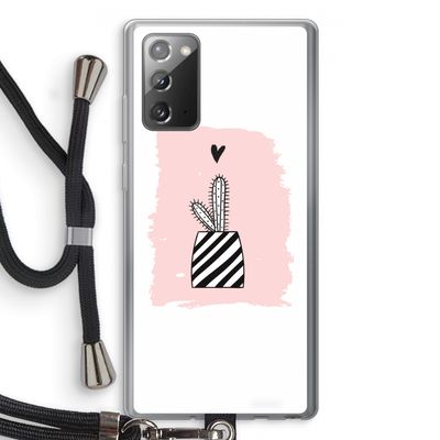 Zwart-wit cactus: Samsung Galaxy Note 20 / Note 20 5G Transparant Hoesje met koord