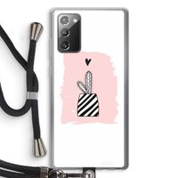 Zwart-wit cactus: Samsung Galaxy Note 20 / Note 20 5G Transparant Hoesje met koord