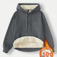 Bon&Bon Women's Loose Casual Gray Hoodie | Warm Long Sleeve Pullover Grey / XS