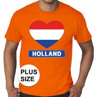 Oranje Holland hart vlag grote maten shirt heren - thumbnail