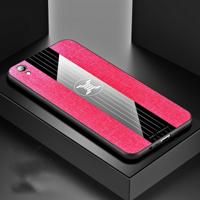 Voor OPPO R9 XINLI stiksels doek Textue schokbestendig TPU beschermhoes (rood)