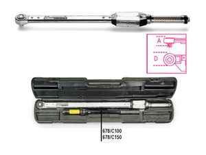 Beta Momentsleutel met klik mechanisme en doorsruk ratel voor zowel rechts als linksom vastdraaien. Torsie nauwkeurigheid +- 4% In koffer 678/C100 -