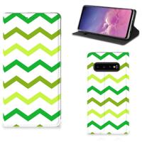 Samsung Galaxy S10 | Hoesje met Magneet | Zigzag Groen