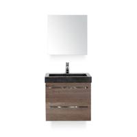 Seville Badmeubelset 60 cm - Tabacco - Wastafel Hardsteen Wit Lucca - met Spiegelkast