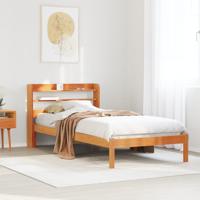 Bedframe met hoofdbord massief grenenhout wasbruin 100x200 cm Bedframe met hoofdbord massief grenenhout wasbruin 100x200 cm