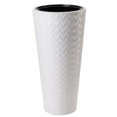 Form Plastic Plantenpot/bloempot Makata - kunststof - wit - D30 x H59 cm - met binnenpot