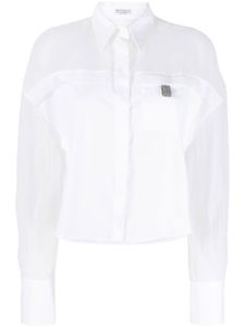 Brunello Cucinelli chemise à empiècements transparents - Blanc