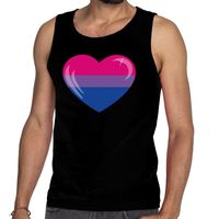 Bi hart gay pride tanktop/mouwloos shirt zwart voor heren 2XL  -