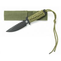 Outdoor survival mes groen met nylon hoes   -