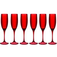 Home Deco Factory Champagneglas - 6x - 13 cl - rood - kunststof - vaatwasserbestendig