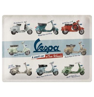 Metalen Bord Vespa A Small Car On Two Wheels 30 x 40 cm