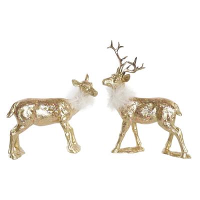 Kerstversiering DKD Home Decor Hars Rendier (17,5 x 9 x 22,5 cm) (2 Stuks)