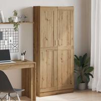 Hoge kast 82,5x30,5x185 cm bewerkt hout artisanaal eikenkleur