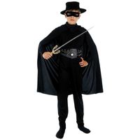 Compleet zwarte held verkleed kostuum voor kinderen 130-140 (10-12 jaar)  -