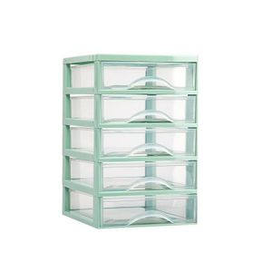 Ladeblokje/bureau organizer 5x lades - mintgroen/transparant - L18 x B21 x H28 cm - plastic