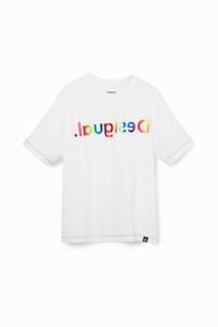 T-shirt met logo in regenboogkleuren - WHITE - 3/4