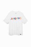 T-shirt met logo in regenboogkleuren - WHITE - 3/4 - thumbnail