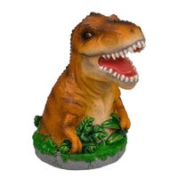 Spaarpot Dinosaurus T-REX - bruin - polyresin - 15 x 13 cm - met afsluitdop - thumbnail