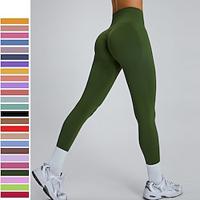 Dames Yogabroek Yoga legging Elastische tailleband Hoge taille Yoga Sportschooltraining Pilates Panty Geel Leger Groen Licht Paars Sport Sportkleding Rekbaar Slank Lightinthebox - thumbnail