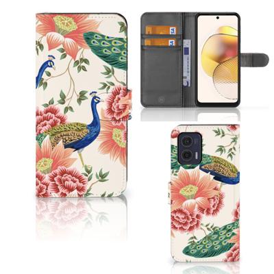 Telefoonhoesje | Met pasjeshouder | voor Motorola Moto G73 Pink Peacock