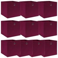 Opbergboxen 10 st 32x32x32 cm stof donkerrood Opbergboxen 10 st 32x32x32 cm stof donkerrood