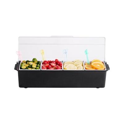 VEVOR Gekoelde Kruiden Server 4 Compartimenten Serveerschaal met Deksel 503x165x117mm