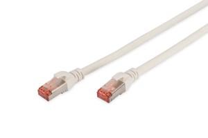 Digitus DK-1644-010/WH RJ45 Netwerkkabel, patchkabel CAT 6 S/FTP 1.00 m Wit Vlambestendig, Folie afscherming, Afscherming gevlochten, Afgeschermd,