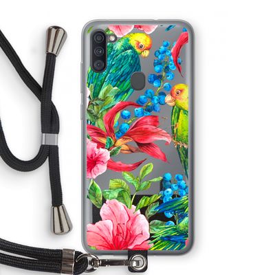 Papegaaien: Samsung Galaxy A11 Transparant Hoesje met koord