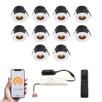 Set van 10 Olivia Smart LED Mini Inbouwspots - Veranda spots - 12V 3W 150lm - Dimbaar - Wifi & Bluetooth - 2700K - IP44 waterdicht - Wit