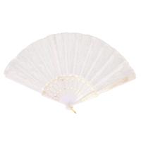 Boland Spaanse handwaaier - wit - kunststof/polyester - 42 x 24 cm