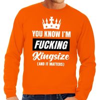 Grote maten Fucking Kingsize oranje sweater heren - thumbnail