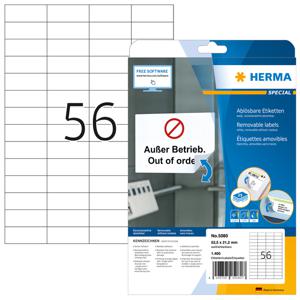 HERMA Etiketten wit Movables/verwijd. 52.5x21.2 A4 1400 st