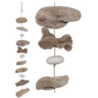 Hangende Decoratie Streng van Stenen en Hout (70 cm)