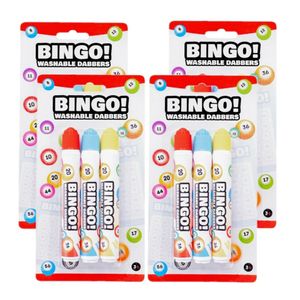 Bingo stiften/markers/dabbers - 12x - blauw/geel/rood - 20 ml