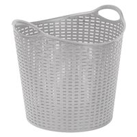 Gevlochten wasmand/opbergmand - flexibel - zilver - 27 liter - rond - kunststof Gevlochten wasmand/opbergmand - flexibel - zilver - 27 liter - rond - kunststof